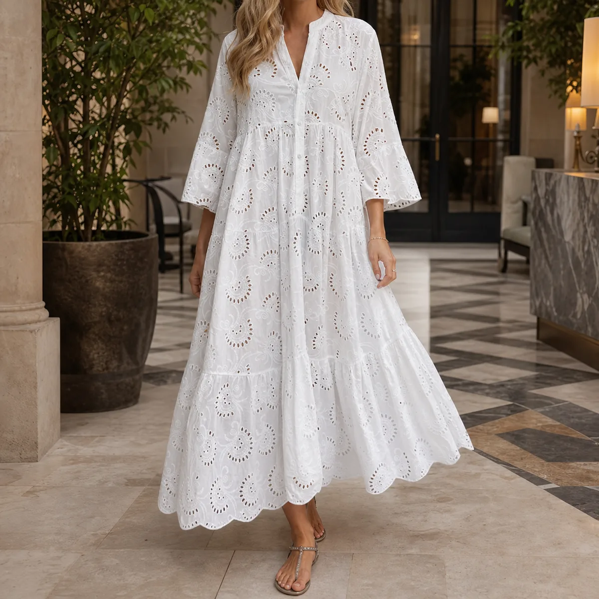 Olympia-Lane Eyelet Maxi Dress