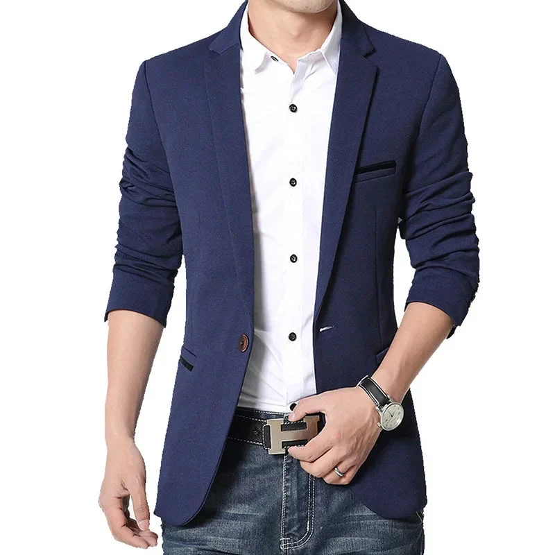 Enzo Two-Button Blazer — Navy